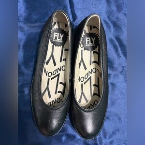 Fly London Black Leather Wedge